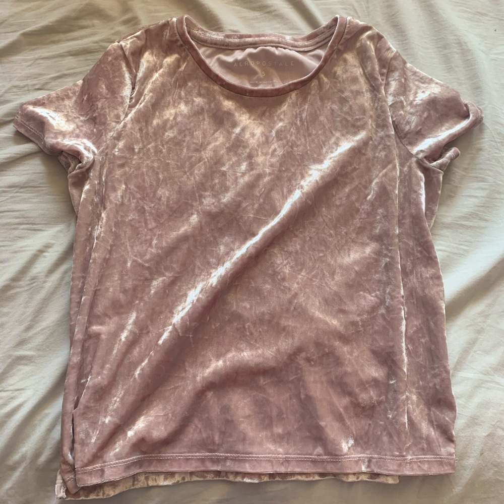 Baby Pink Crushed Velvet Tee